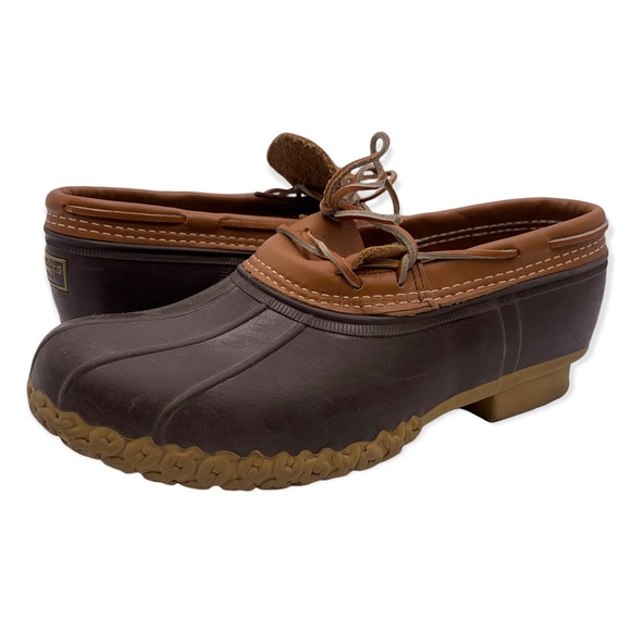 L.L. Bean Other - LL Bean Men's Low Duck Bean Shoes Rubber Leather Moccasins Rain Boots Size 12